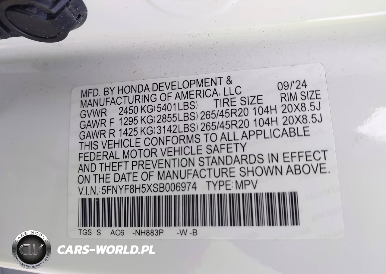 2025 Honda Passport Awd Ex-L VIN:5FNYF8H5XSB006974 - 9