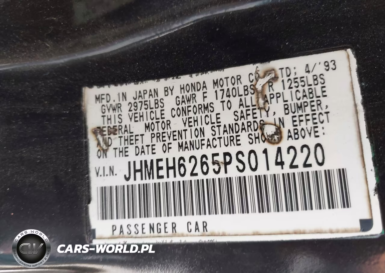 1993 Honda Civic Del Sol Si VIN:JHMEH6265PS014220 - 9