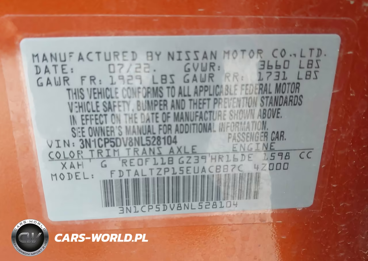 2022 Nissan Kicks Sr Xtronic Cvt VIN:3N1CP5DV8NL528104 - 9
