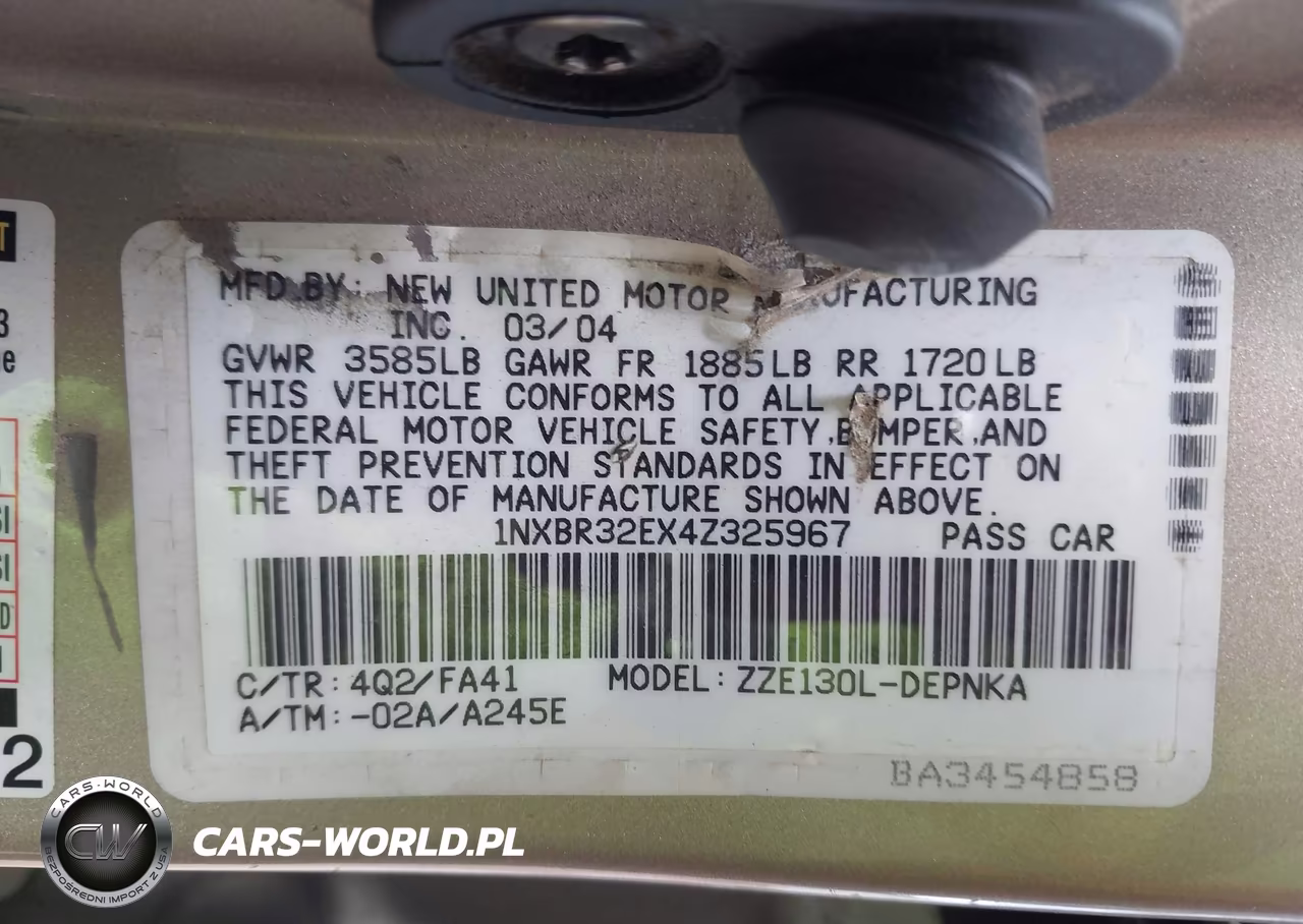 2004 Toyota Corolla Le VIN:1NXBR32EX4Z325967 - 9