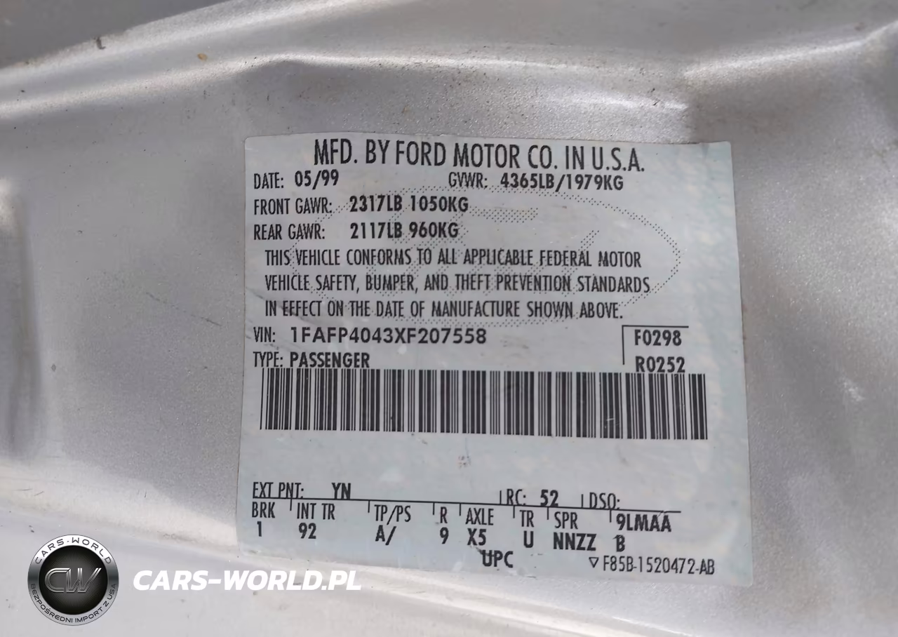 1999 Ford Mustang VIN:1FAFP4043XF207558 - 9