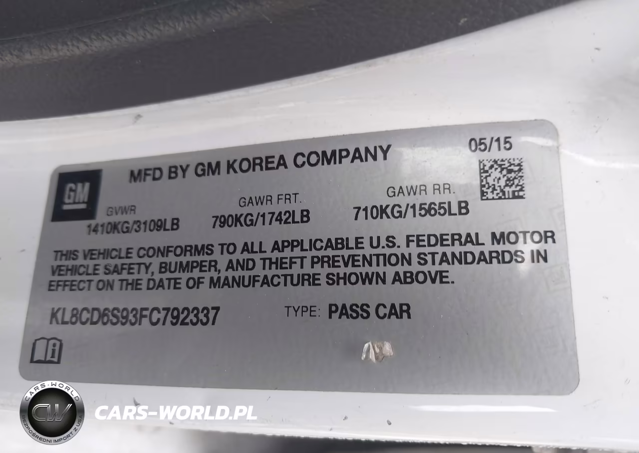 2015 Chevrolet Spark 1Lt Cvt VIN:KL8CD6S93FC792337 - 9