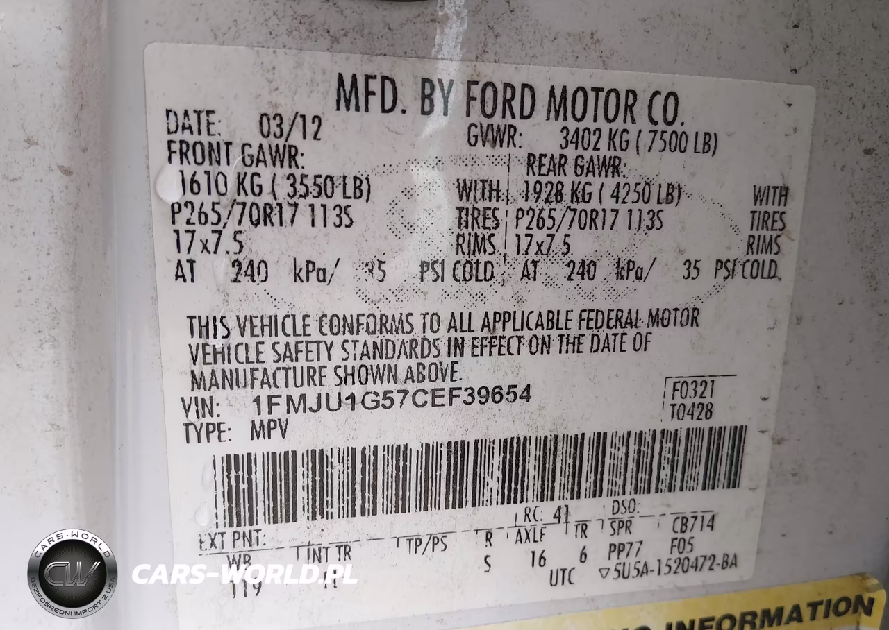2012 Ford Expedition Xl VIN:1FMJU1G57CEF39654 - 9