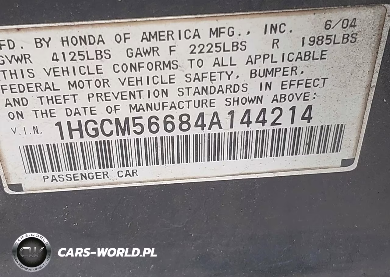 2004 Honda Accord 2.4 Ex VIN:1HGCM56684A144214 - 9