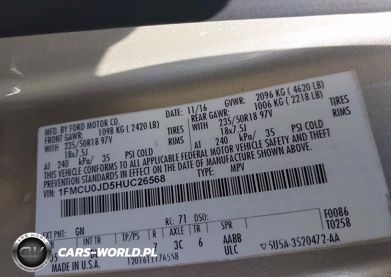 2017 Ford Escape Titanium VIN:1FMCU0JD5HUC26568 - 9