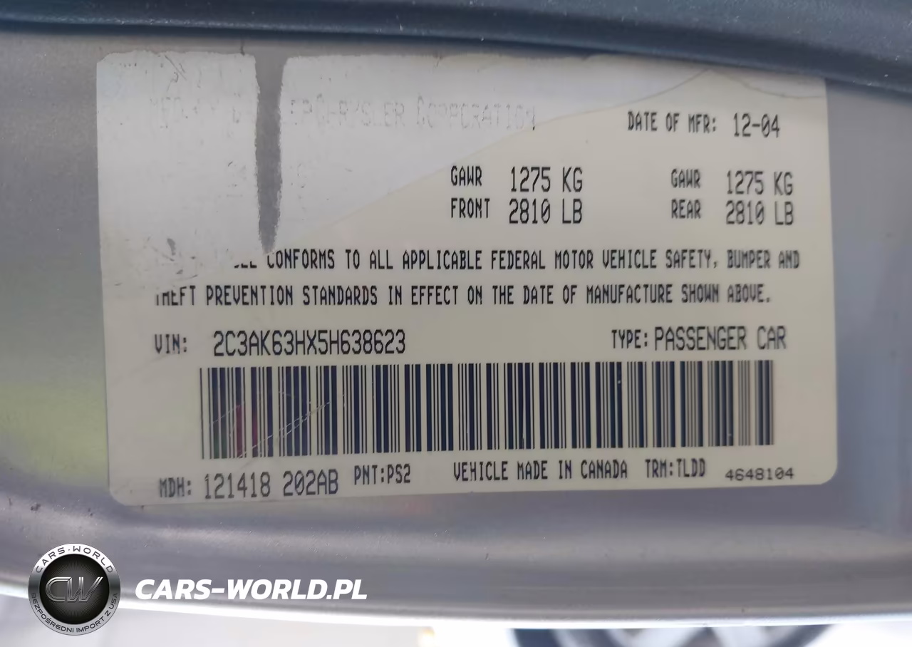 2005 Chrysler 300C VIN:2C3AK63HX5H638623 - 9
