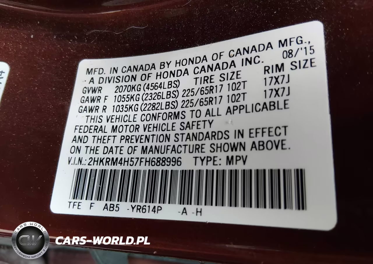 2015 Honda Cr-V Ex VIN:2HKRM4H57FH688996 - 9