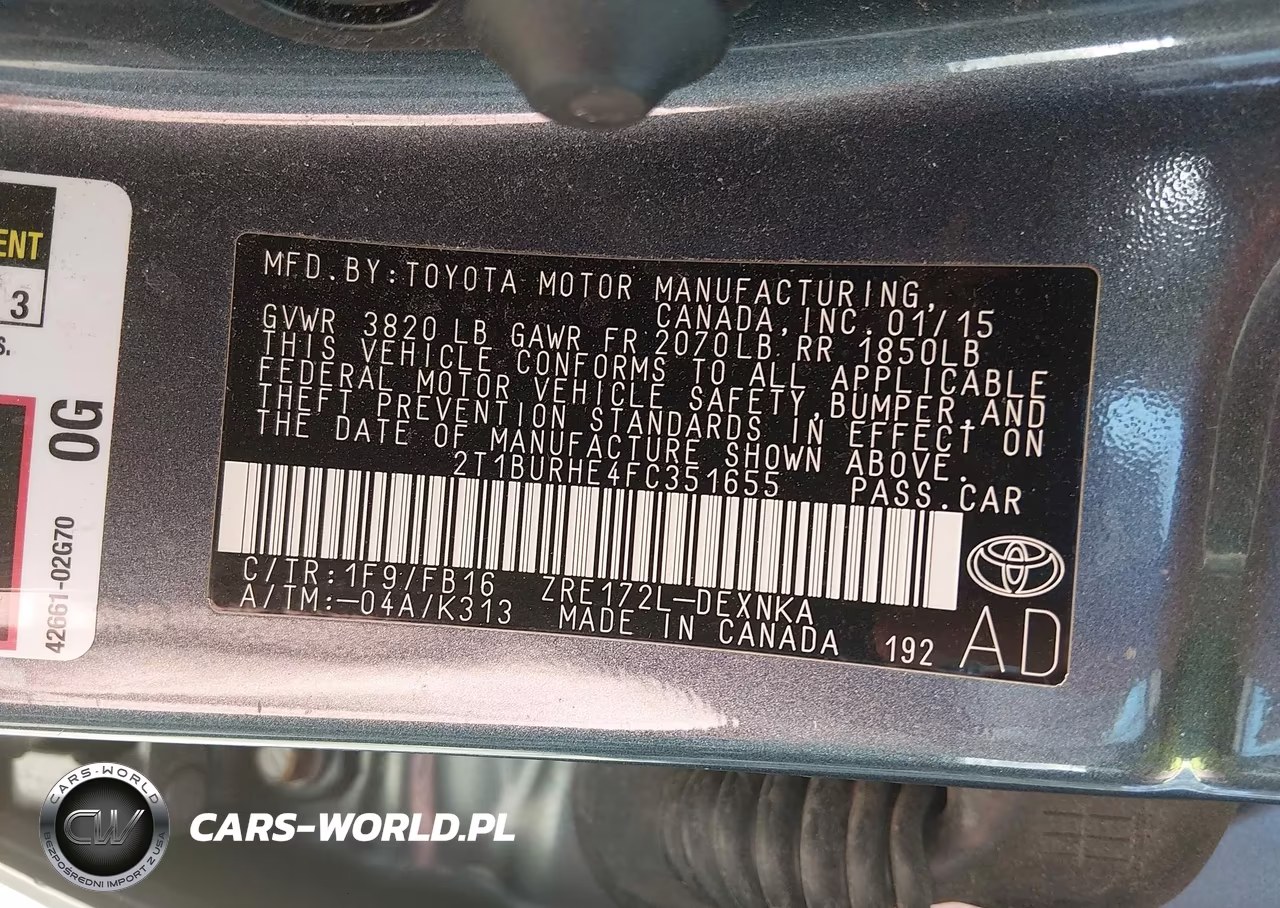 2015 Toyota Corolla L-Le-Le Plus-Le Premium-S-S Plus-S Premium VIN:2T1BURHE4FC351655 - 9