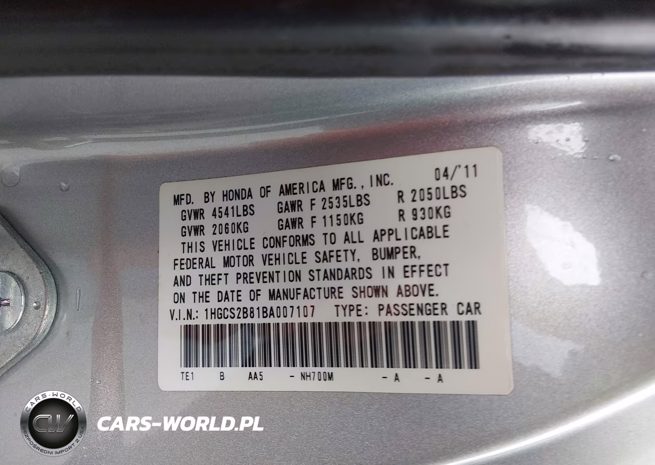 2011 Honda Accord 3.5 Ex-L VIN:1HGCS2B81BA007107 - 9