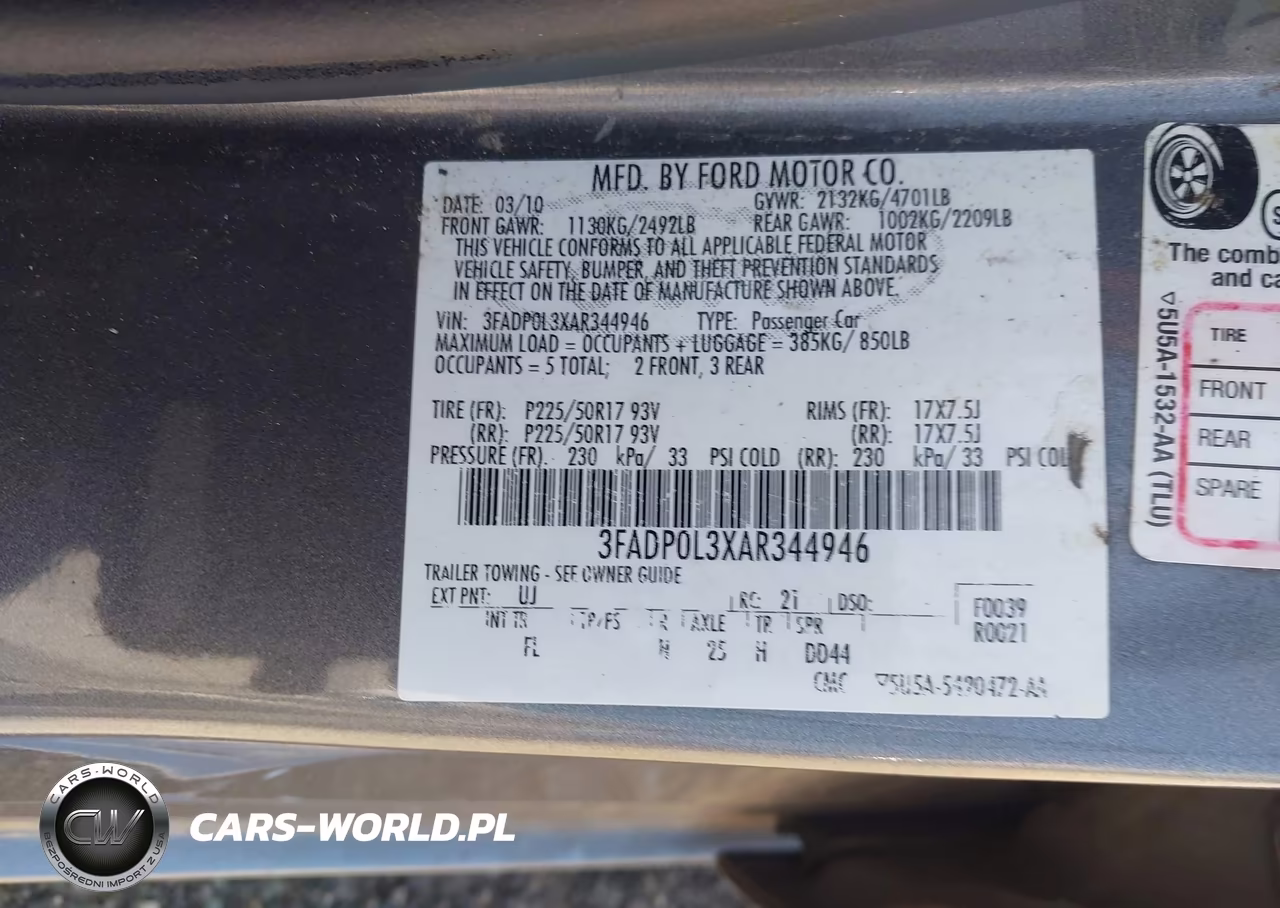 2010 Ford Fusion Hybrid VIN:3FADP0L3XAR344946 - 9