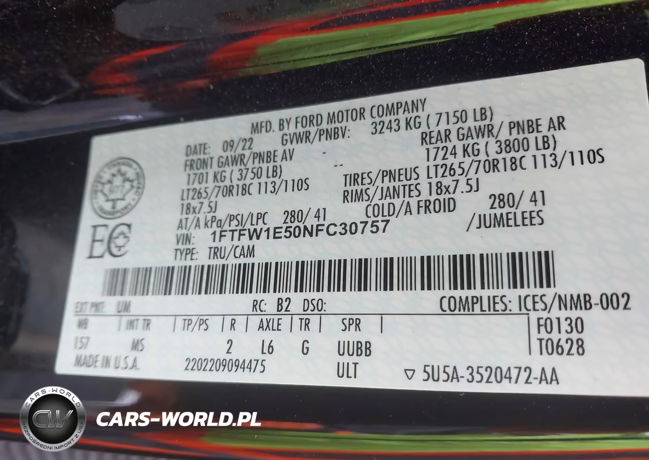 2022 Ford F-150 Xlt VIN:1FTFW1E50NFC30757 - 9