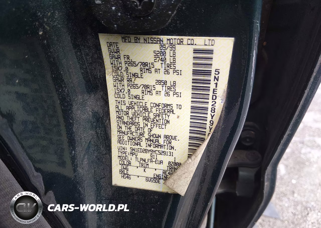 2000 Nissan Xterra Se-Xe VIN:5N1ED28Y9YC529131 - 9