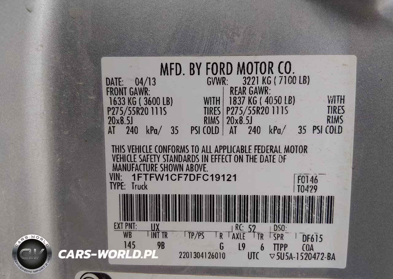 2013 Ford F-150 Platinum VIN:1FTFW1CF7DFC19121 - 9