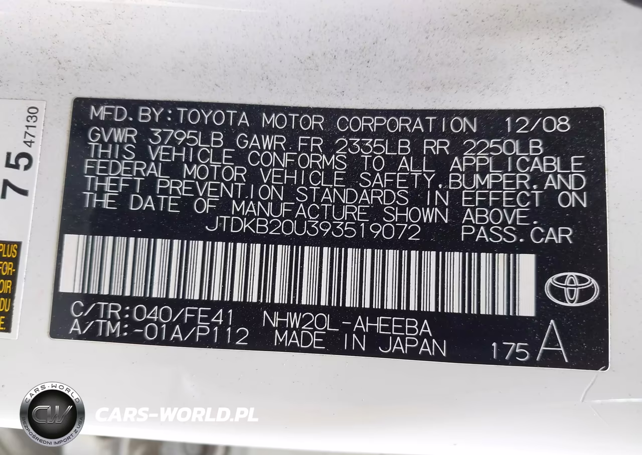 2009 Toyota Prius Standard VIN:JTDKB20U393519072 - 9