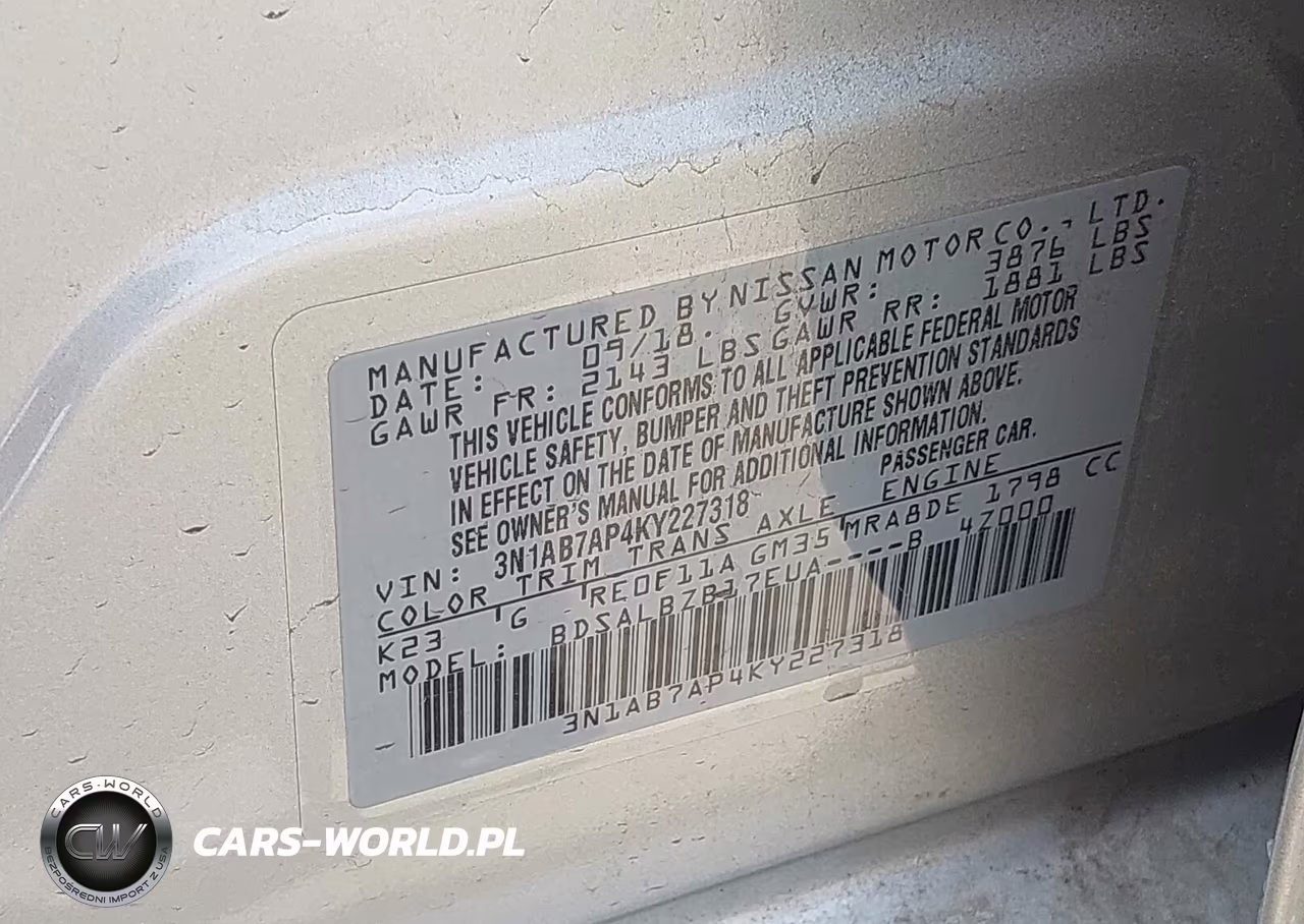 2019 Nissan Sentra S VIN:3N1AB7AP4KY227318 - 9