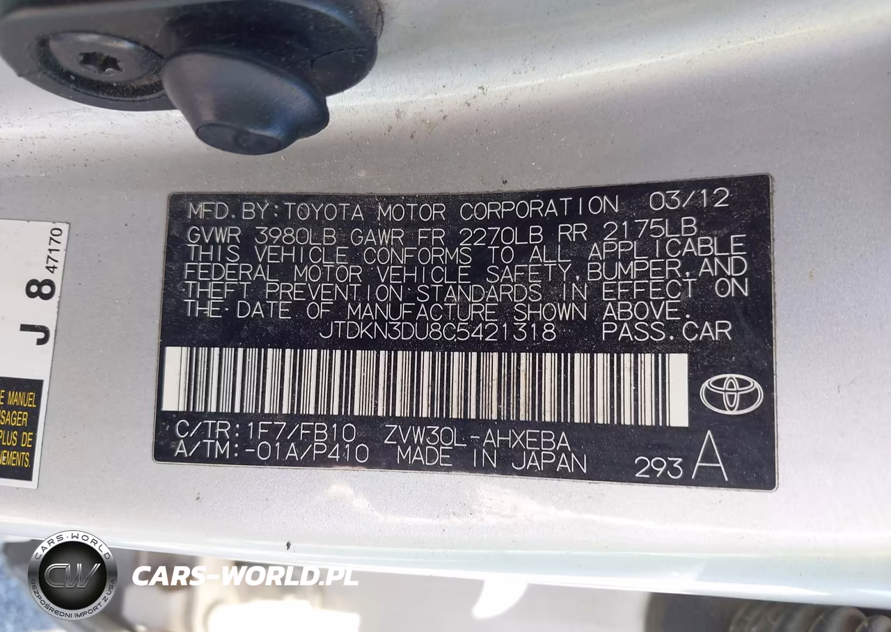 2012 Toyota Prius Two VIN:JTDKN3DU8C5421318 - 9