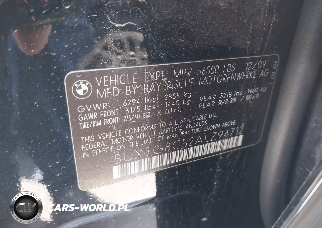 2010 BMW X6 xDrive50I VIN:5UXFG8C52ALZ94712 - 9