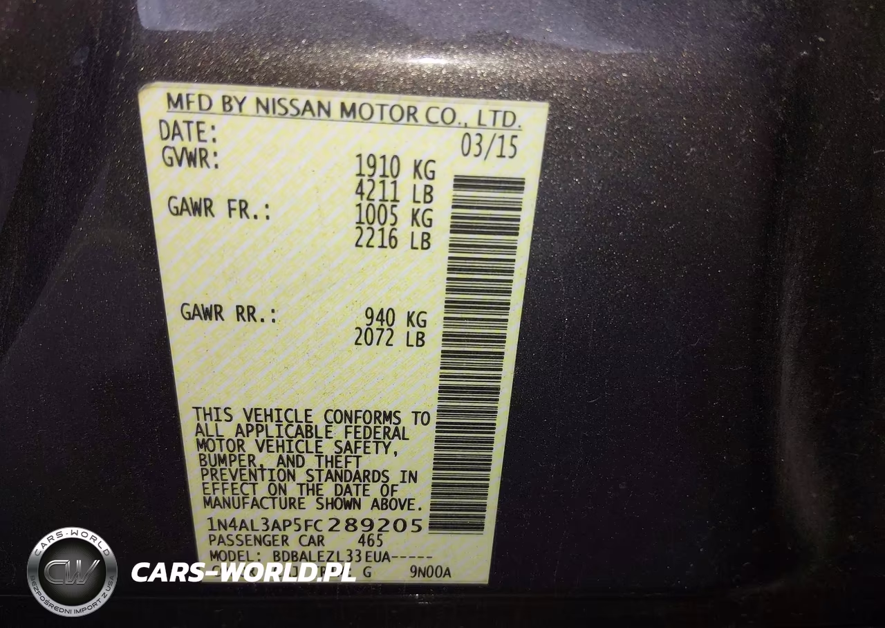 2015 Nissan Altima 2.5-2.5 S-2.5 Sl-2.5 Sv VIN:1N4AL3AP5FC289205 - 9