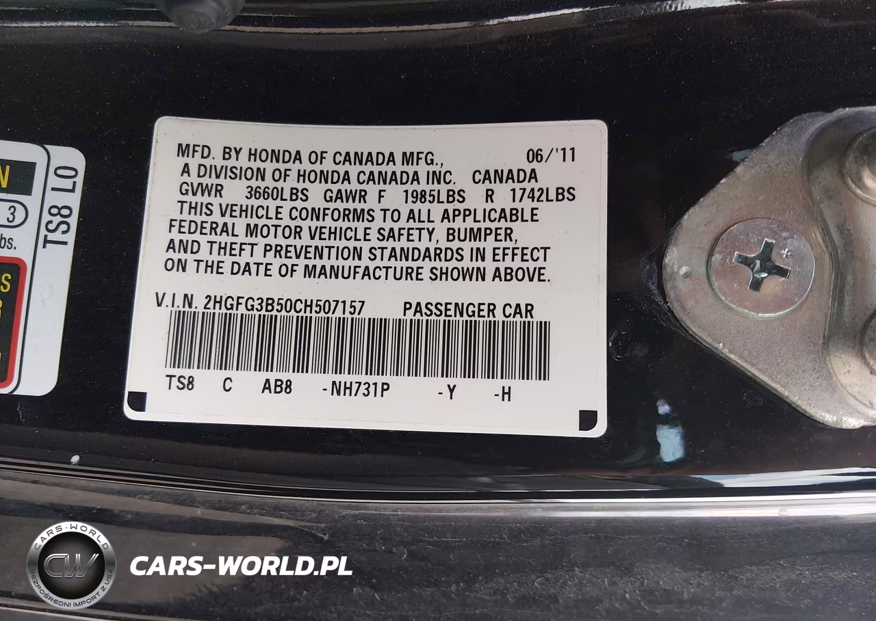 2012 Honda Civic Lx VIN:2HGFG3B50CH507157 - 9