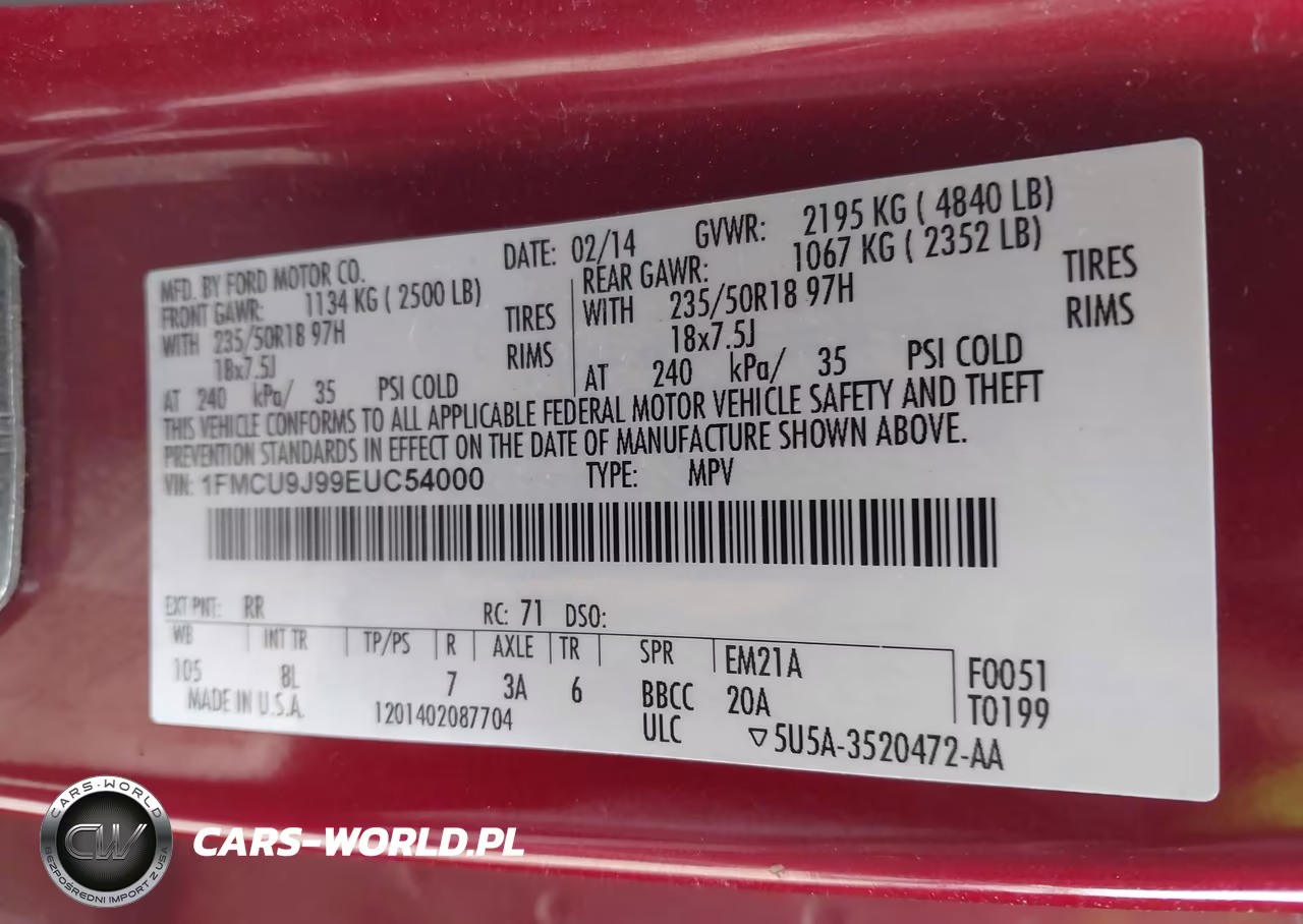 2014 Ford Escape Titanium VIN:1FMCU9J99EUC54000 - 9