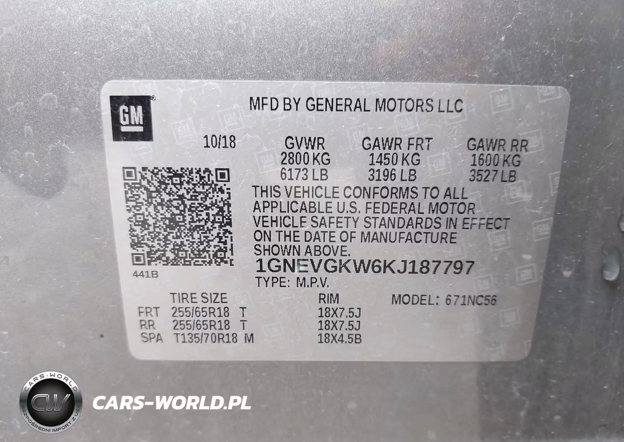 2019 Chevrolet Traverse 1Lt VIN:1GNEVGKW6KJ187797 - 9