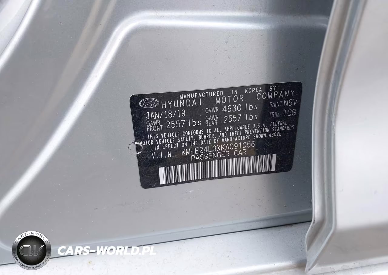 2019 Hyundai Sonata Hybrid Se VIN:KMHE24L3XKA091056 - 9