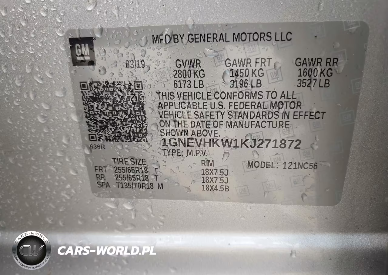 2019 Chevrolet Traverse 3Lt VIN:1GNEVHKW1KJ271872 - 9