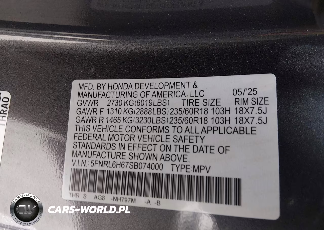 2025 Honda Odyssey Ex-L VIN:5FNRL6H67SB074000 - 9