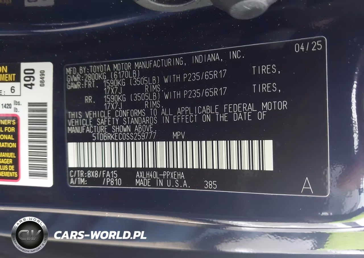 2025 Toyota Sienna Le VIN:5TDBRKEC0SS259777 - 9