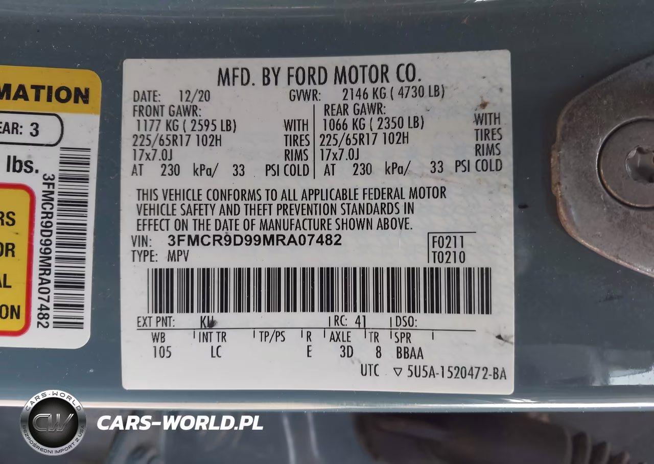2021 Ford Bronco Sport Badlands VIN:3FMCR9D99MRA07482 - 9