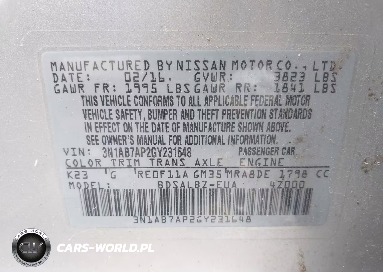 2016 Nissan Sentra Fe+ S-S-Sl-Sr-Sv VIN:3N1AB7AP2GY231648 - 9