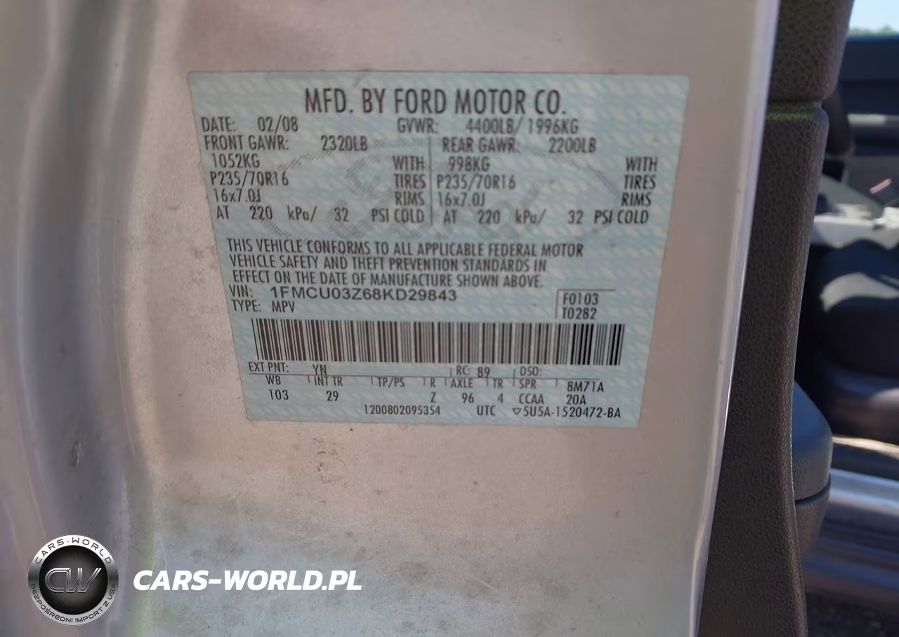 2008 Ford Escape Xlt VIN:1FMCU03Z68KD29843 - 9