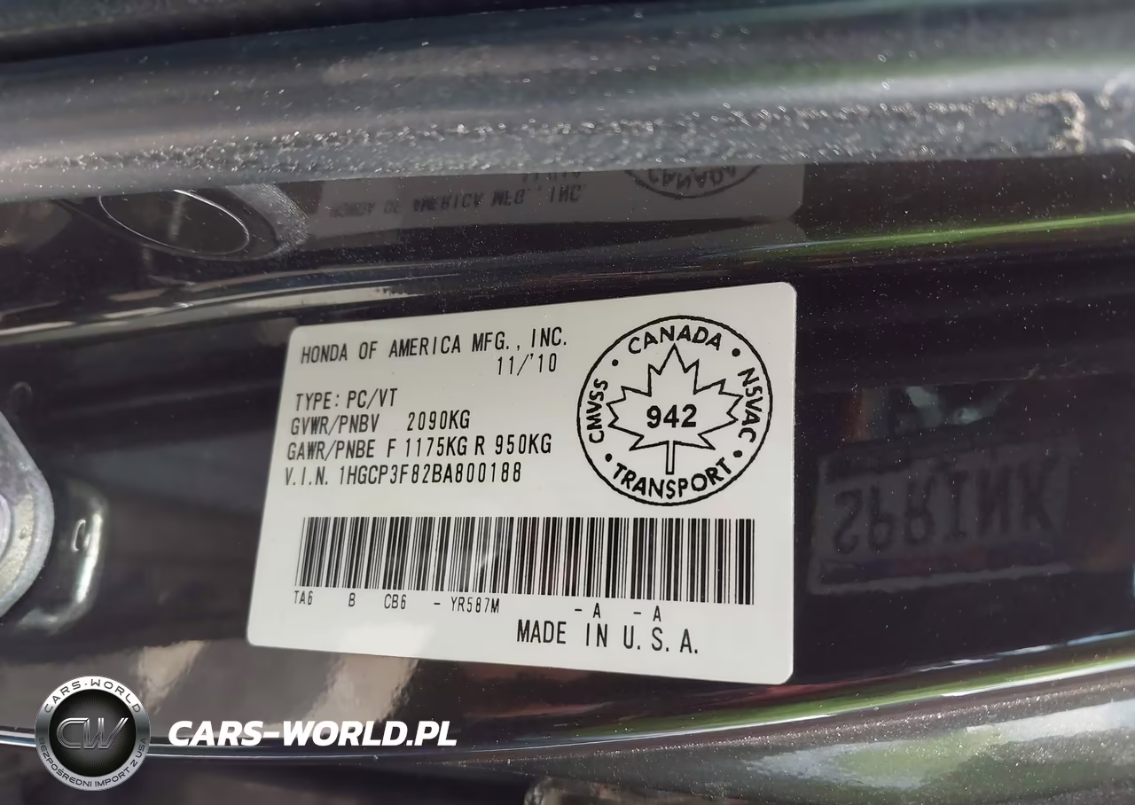 2011 Honda Accord 3.5 Ex-L VIN:1HGCP3F82BA800188 - 9