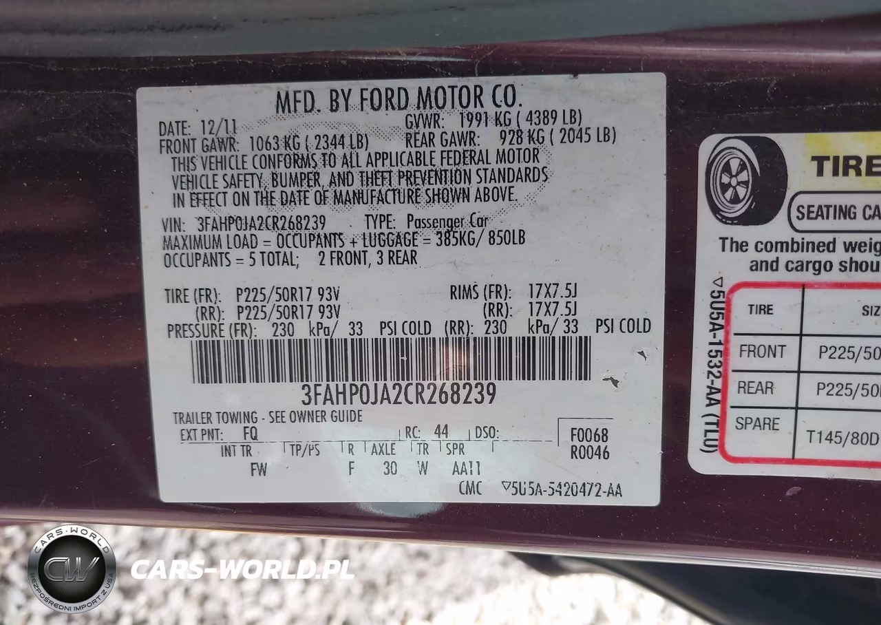 2012 Ford Fusion Sel VIN:3FAHP0JA2CR268239 - 9