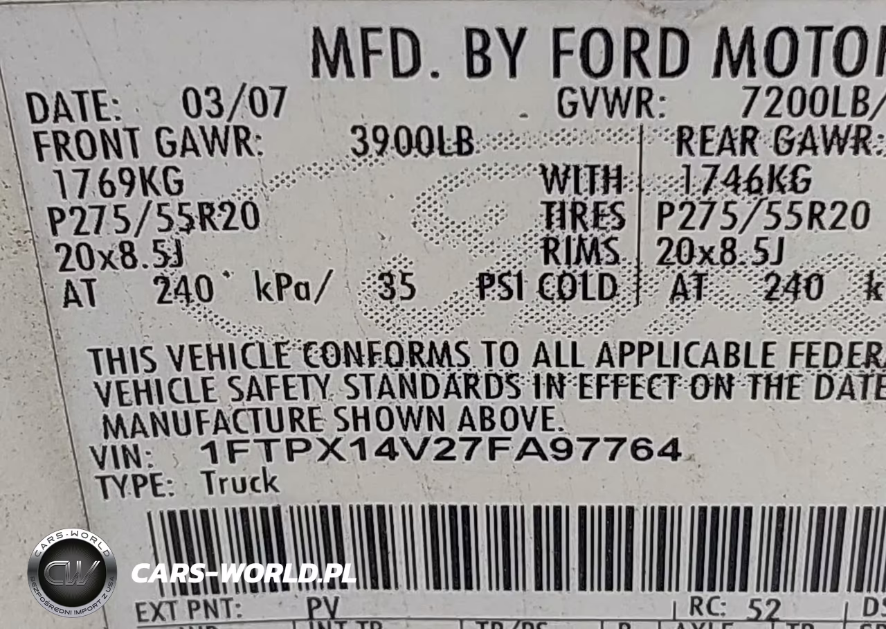 2007 Ford F-150 Fx4-Lariat-Xl-Xlt VIN:1FTPX14V27FA97764 - 9