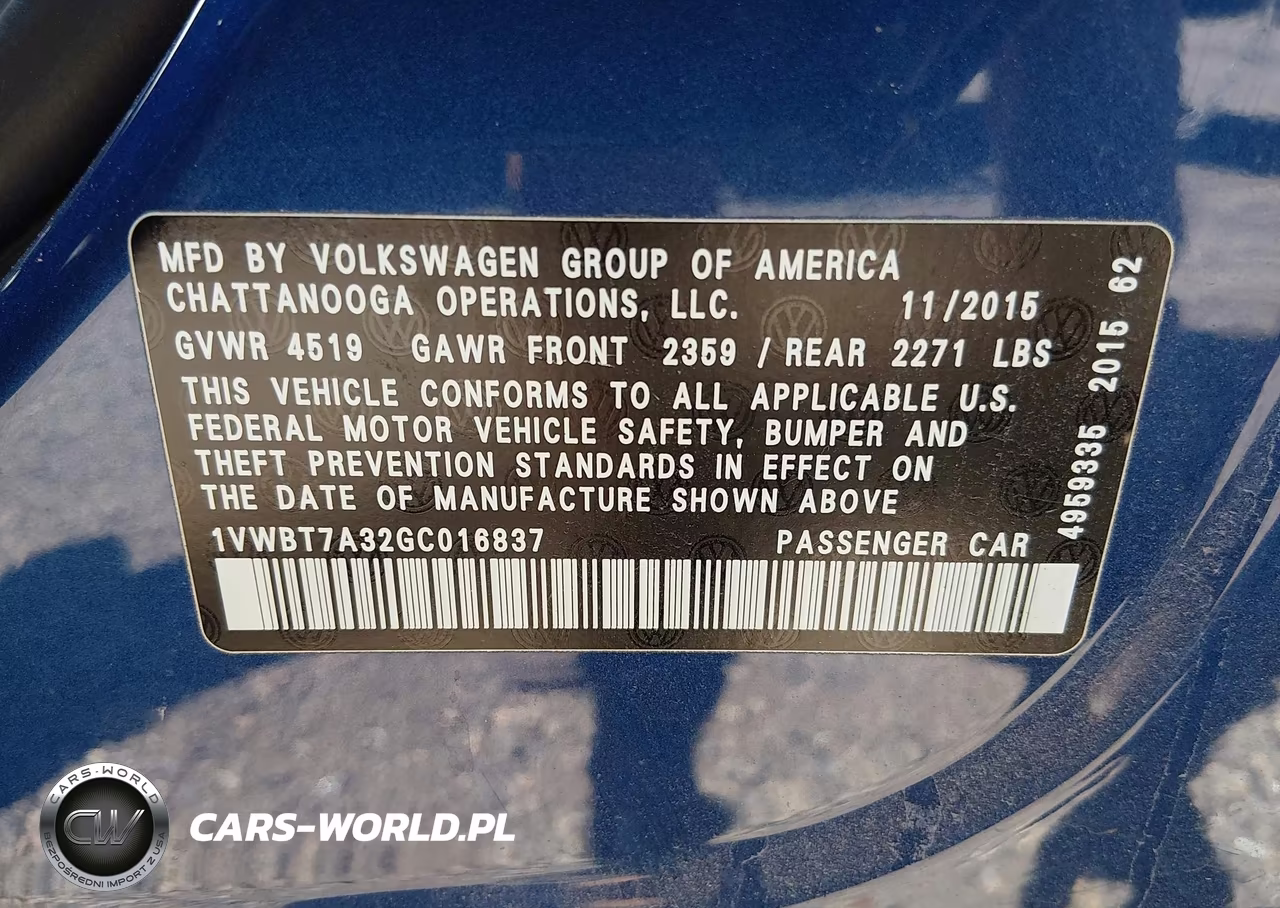 2016 Volkswagen Passat 1.8T Se VIN:1VWBT7A32GC016837 - 9