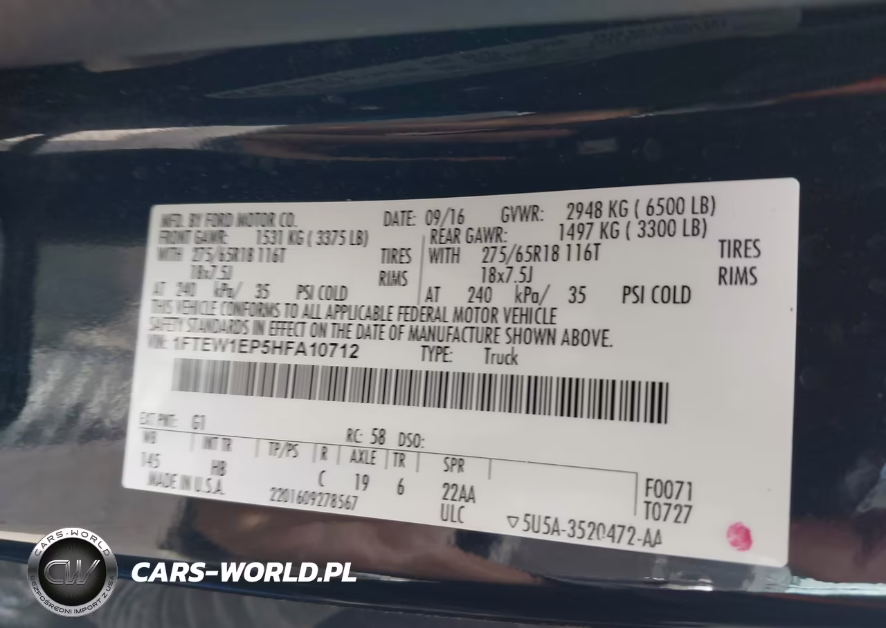 2017 Ford F-150 Lariat VIN:1FTEW1EP5HFA10712 - 9