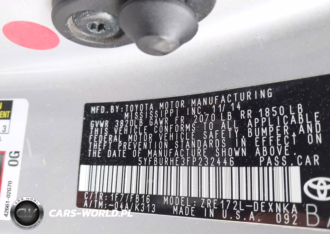 2015 Toyota Corolla Le VIN:5YFBURHE3FP232446 - 9