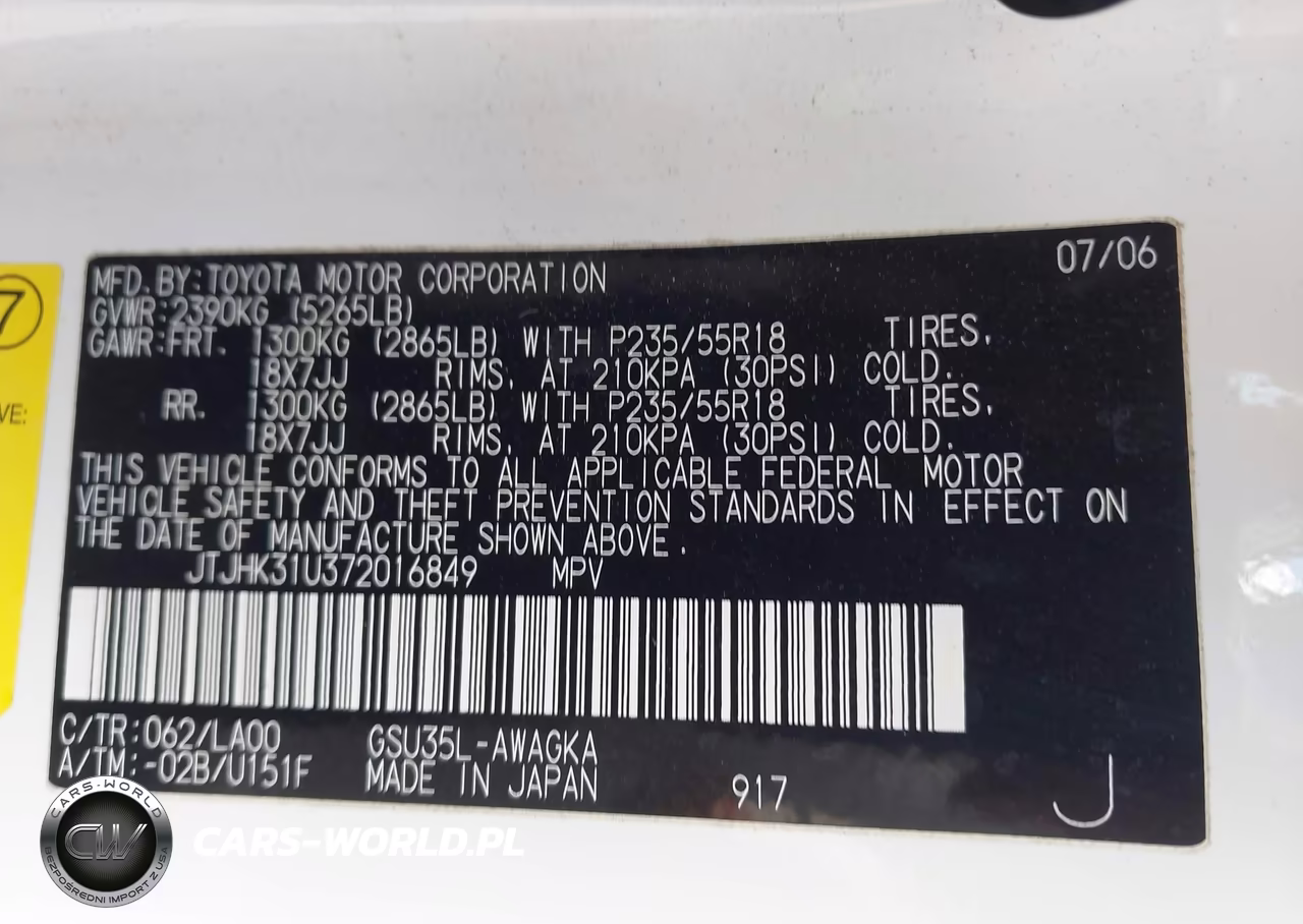 2007 Lexus Rx 350 VIN:JTJHK31U372016849 - 9