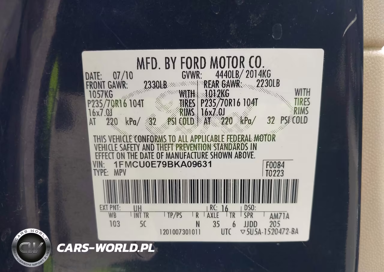 2011 Ford Escape Limited VIN:1FMCU0E79BKA09631 - 9