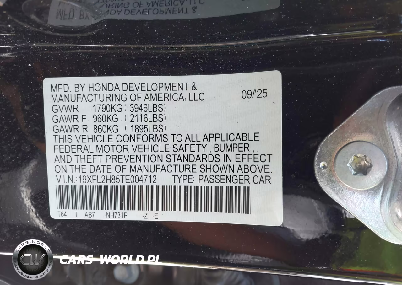 2026 Honda Civic Sport VIN:19XFL2H85TE004712 - 9