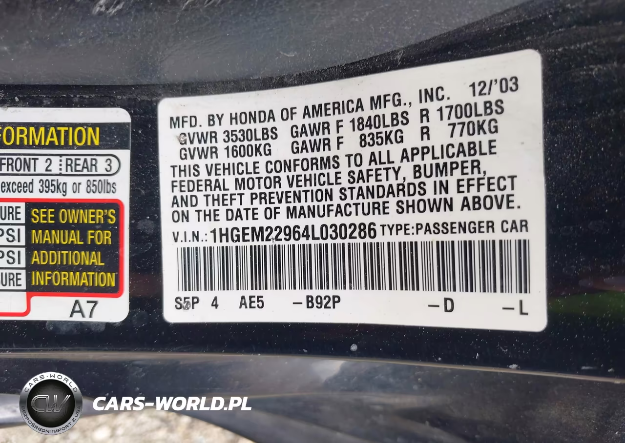2004 Honda Civic Ex VIN:1HGEM22964L030286 - 9