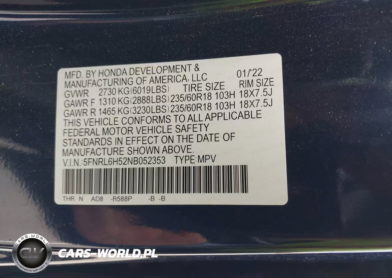2022 Honda Odyssey Ex VIN:5FNRL6H52NB052353 - 9