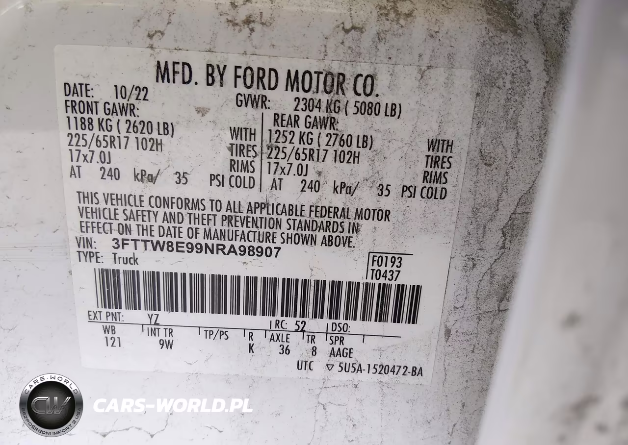 2022 Ford Maverick Xl VIN:3FTTW8E99NRA98907 - 9