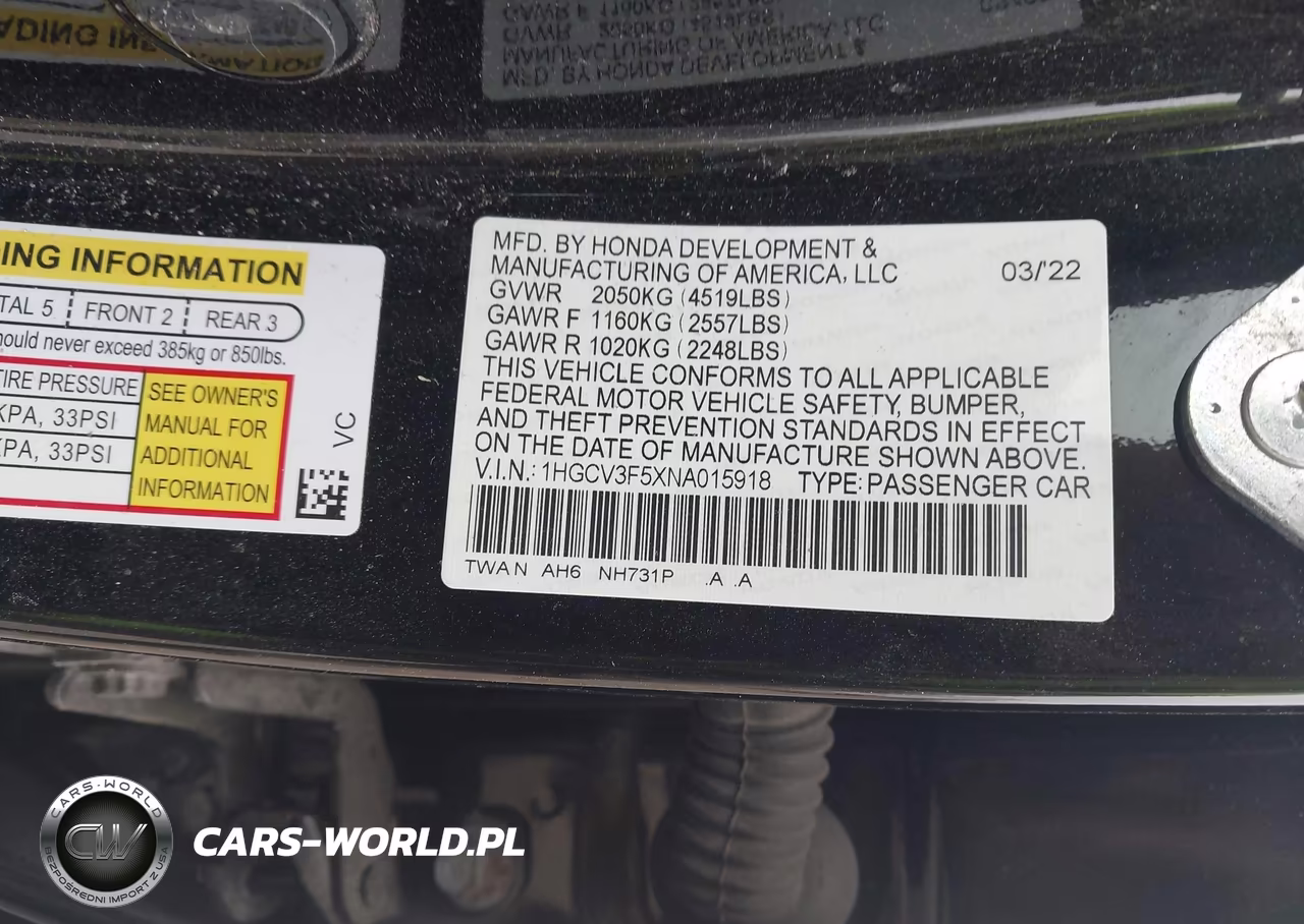 2022 Honda Accord Hybrid Ex-L VIN:1HGCV3F5XNA015918 - 9