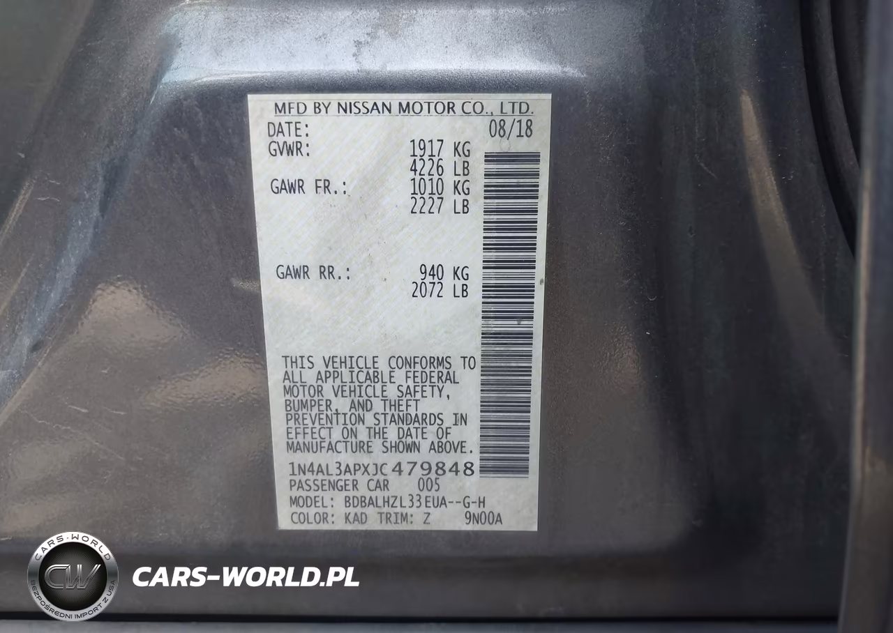 2018 Nissan Altima 2.5 Sr VIN:1N4AL3APXJC479848 - 9