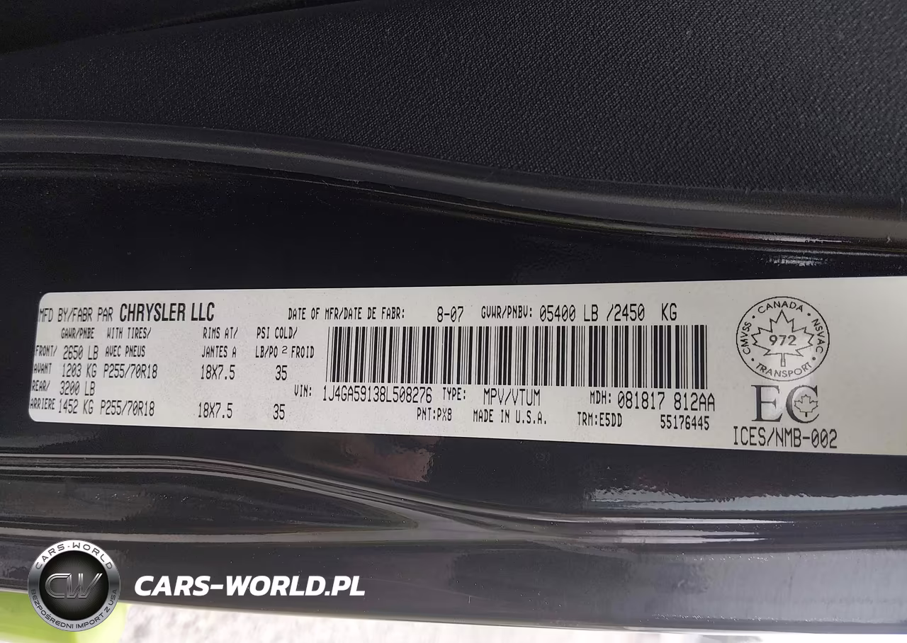 2008 Jeep Wrangler Unlimited Sahara VIN:1J4GA59138L508276 - 9