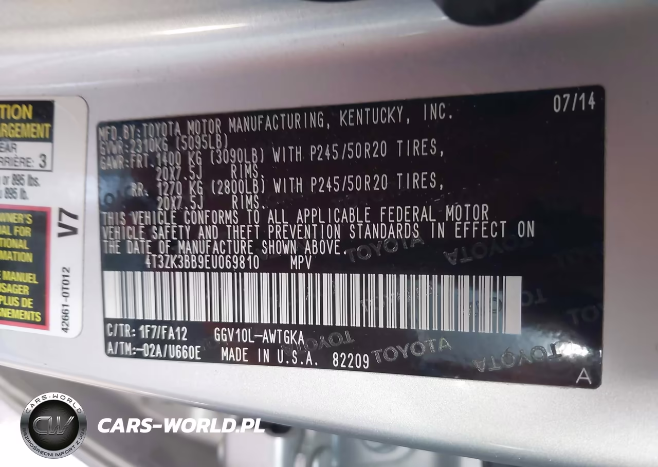 2014 Toyota Venza Le V6 VIN:4T3ZK3BB9EU069810 - 9