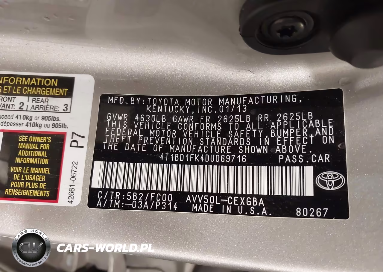 2013 Toyota Camry Hybrid Xle VIN:4T1BD1FK4DU069716 - 9