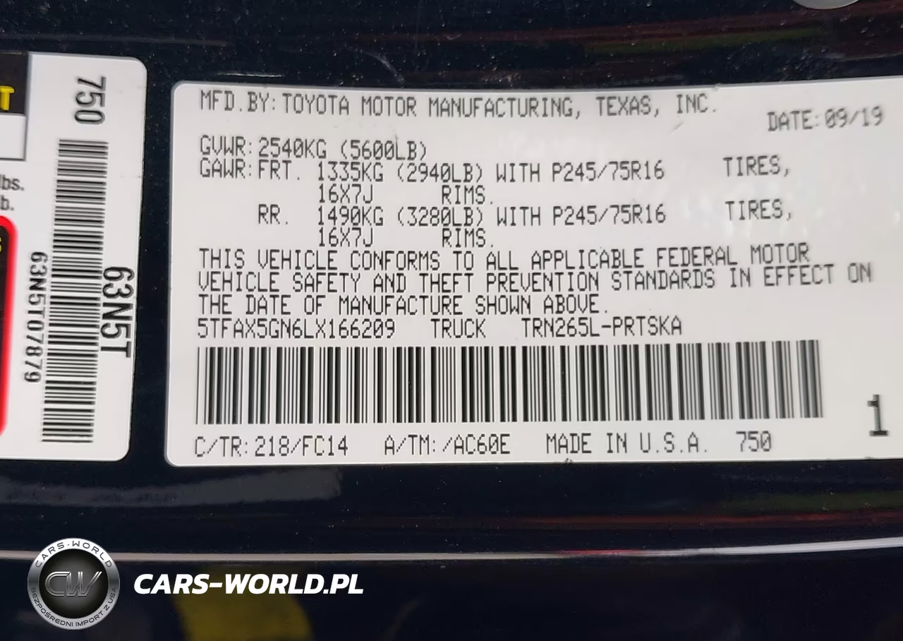 2020 Toyota Tacoma Sr5 VIN:5TFAX5GN6LX166209 - 9